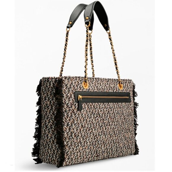 Guess Cessily Tweed Tote in Brown - Picture 3 of 7